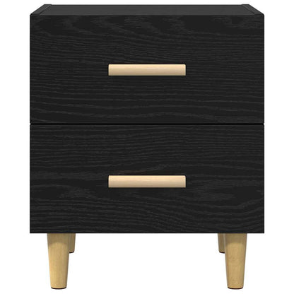 Bedkast met lade Zwart eiken 40 x 35 x 47,5 cm Bewerkt hout