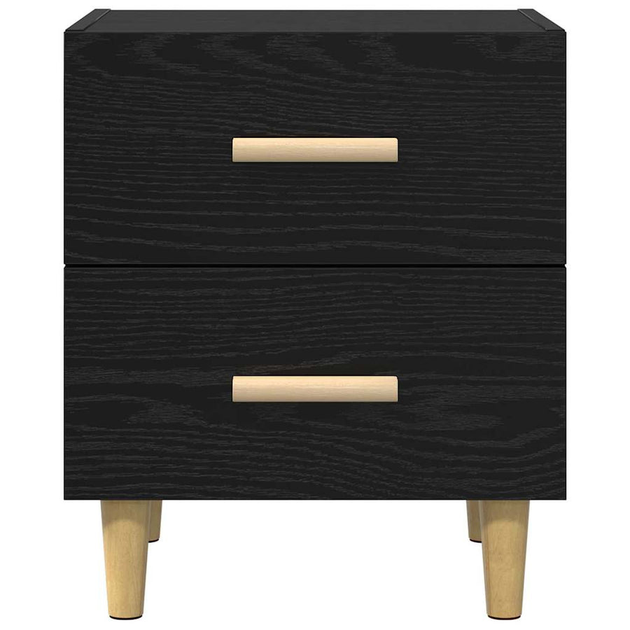Bedkast met lade Zwart eiken 40 x 35 x 47,5 cm Bewerkt hout