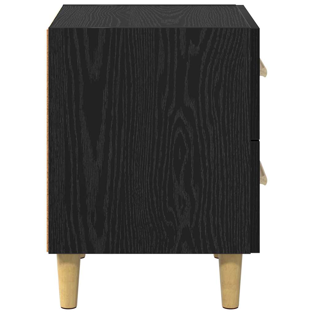 Bedkast met lade Zwart eiken 40 x 35 x 47,5 cm Bewerkt hout