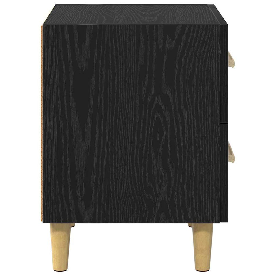 Bedkast met lade Zwart eiken 40 x 35 x 47,5 cm Bewerkt hout