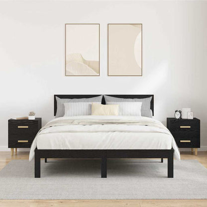 Bedkast 2 pcs Zwart eiken 40 x 35 x 47,5 cm Bewerkt hout