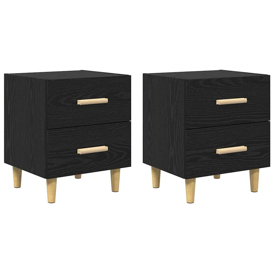 Bedkast 2 pcs Zwart eiken 40 x 35 x 47,5 cm Bewerkt hout