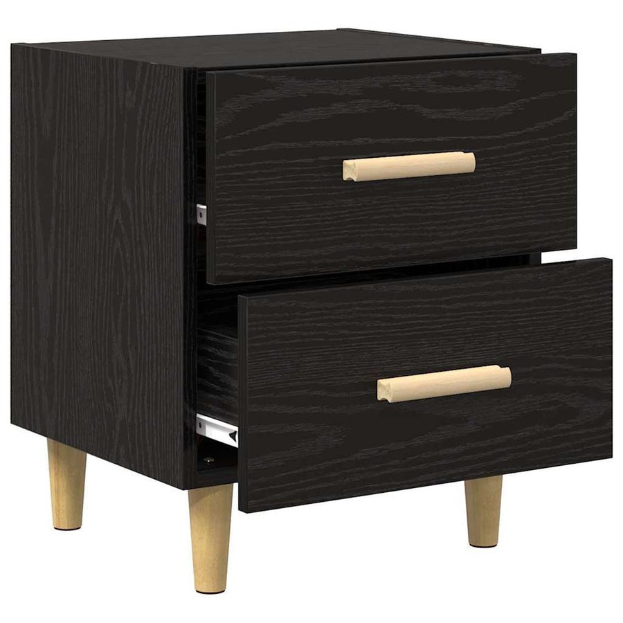 Bedkast 2 pcs Zwart eiken 40 x 35 x 47,5 cm Bewerkt hout