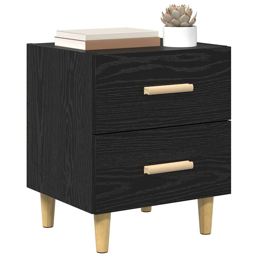 Bedkast 2 pcs Zwart eiken 40 x 35 x 47,5 cm Bewerkt hout