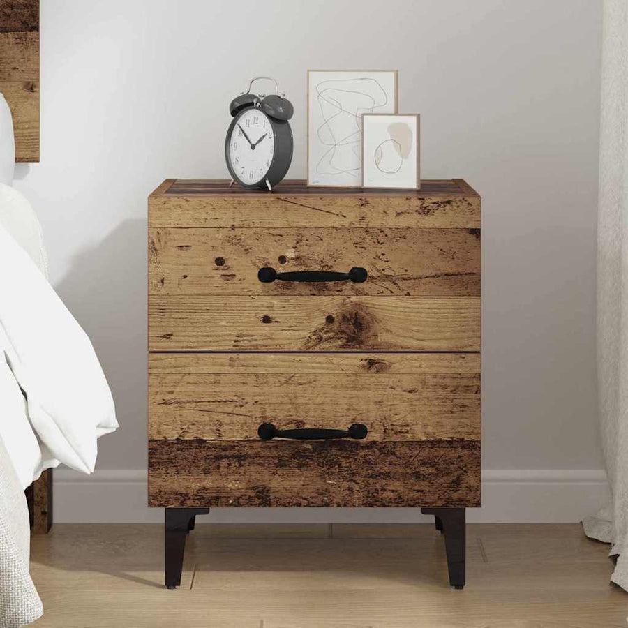 Bedkast met lade Oud hout 40 x 35 x 47,5 cm Bewerkt hout