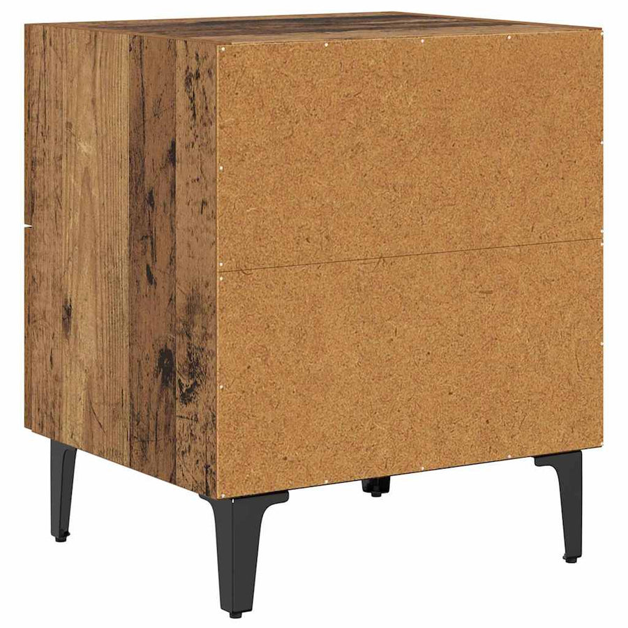 Bedkast met lade Oud hout 40 x 35 x 47,5 cm Bewerkt hout