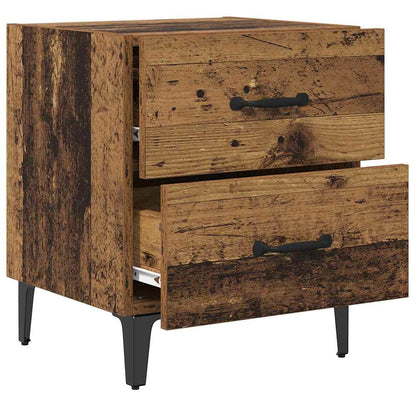 Bedkast met lade 2 pcs Oud hout 40 x 35 x 47,5 cm Bewerkt hout