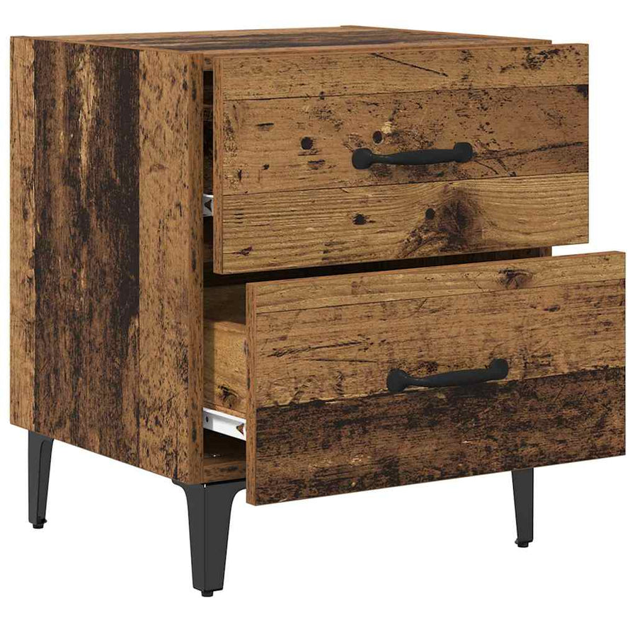 Bedkast met lade 2 pcs Oud hout 40 x 35 x 47,5 cm Bewerkt hout