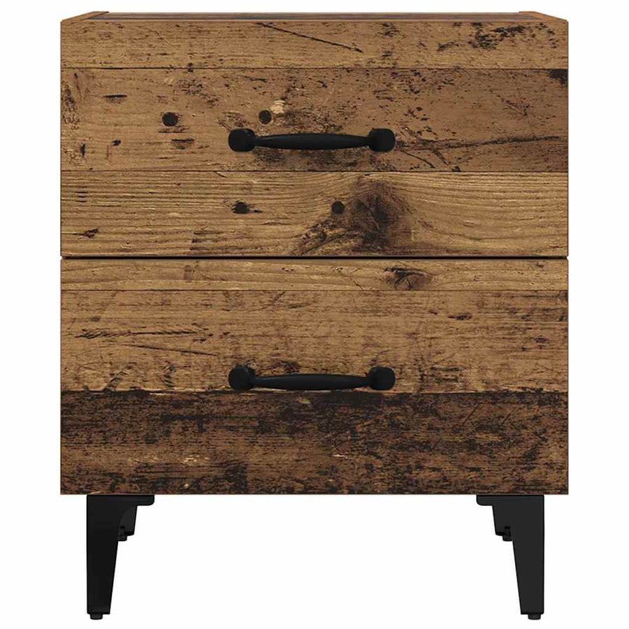 Bedkast met lade 2 pcs Oud hout 40 x 35 x 47,5 cm Bewerkt hout