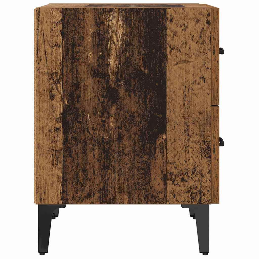 Bedkast met lade 2 pcs Oud hout 40 x 35 x 47,5 cm Bewerkt hout