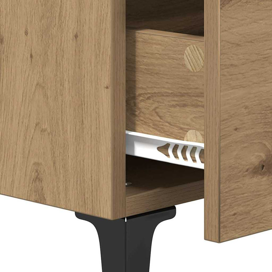 Bedkast artisanaal eikenkleurig 40 x 35 x 47,5 cm Bewerkt hout