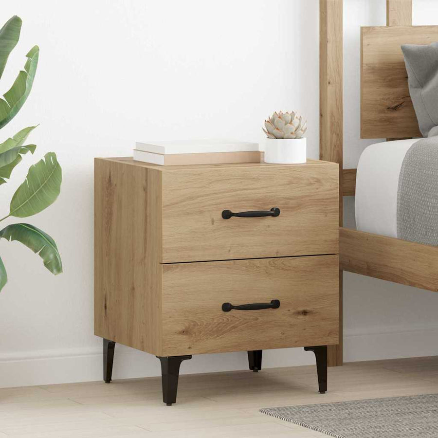 Bedkast artisanaal eikenkleurig 40 x 35 x 47,5 cm Bewerkt hout