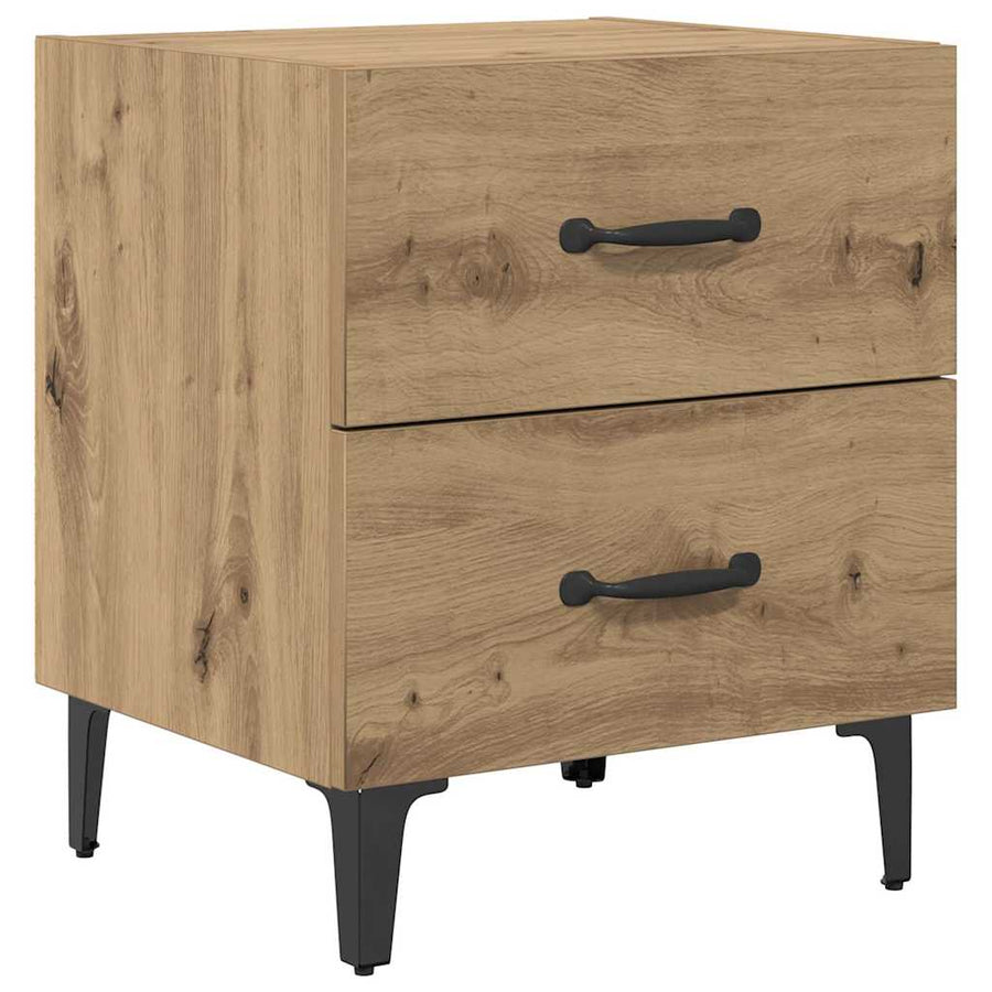 Bedkast artisanaal eikenkleurig 40 x 35 x 47,5 cm Bewerkt hout