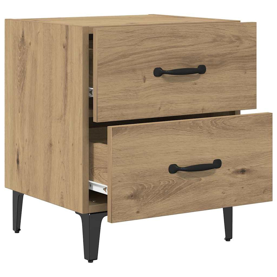 Bedkast artisanaal eikenkleurig 40 x 35 x 47,5 cm Bewerkt hout