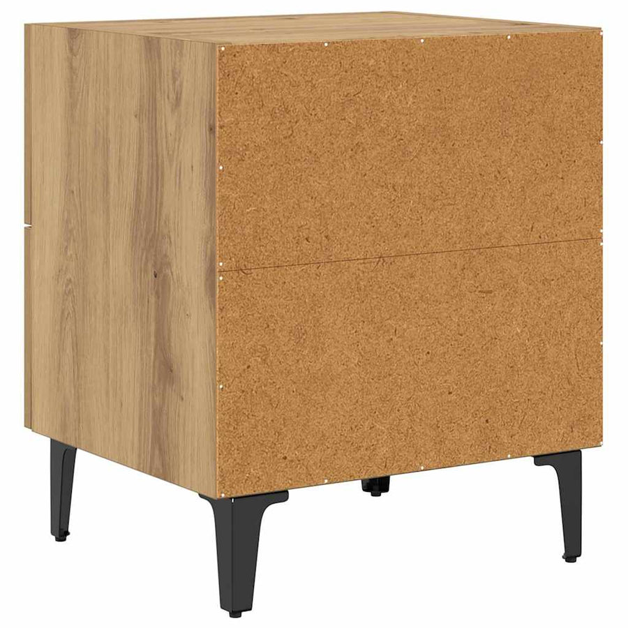 Bedkast artisanaal eikenkleurig 40 x 35 x 47,5 cm Bewerkt hout