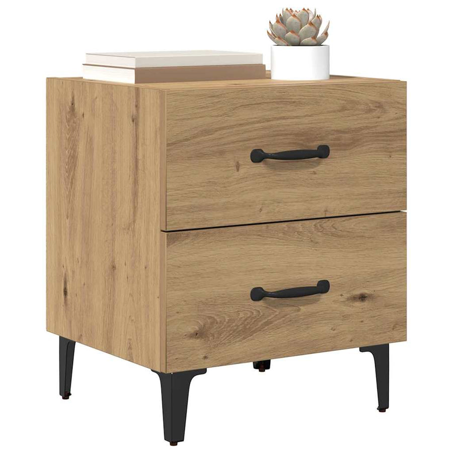 Bedkast artisanaal eikenkleurig 40 x 35 x 47,5 cm Bewerkt hout