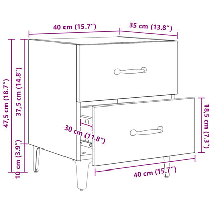 Bedkast artisanaal eikenkleurig 40 x 35 x 47,5 cm Bewerkt hout