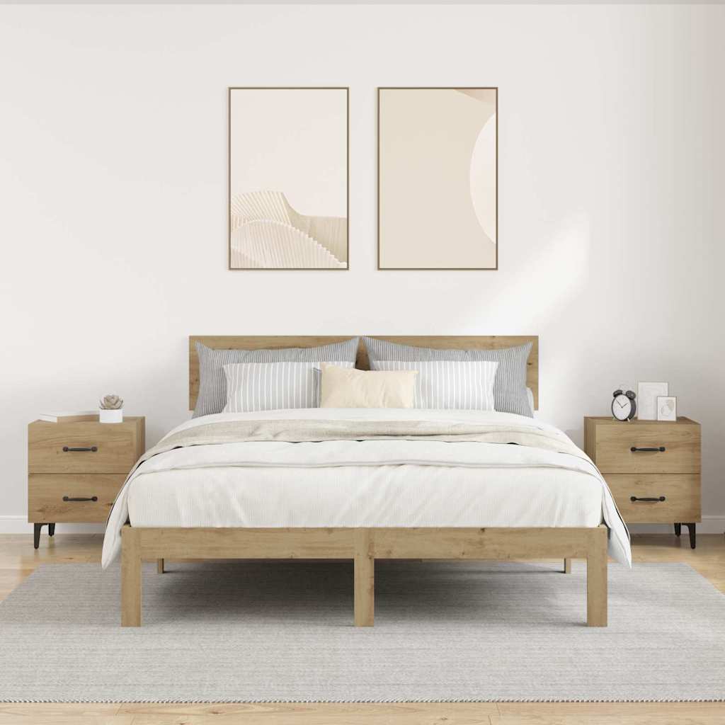 Bedkast 2 pcs artisanaal eikenkleurig 40 x 35 x 47,5 cm