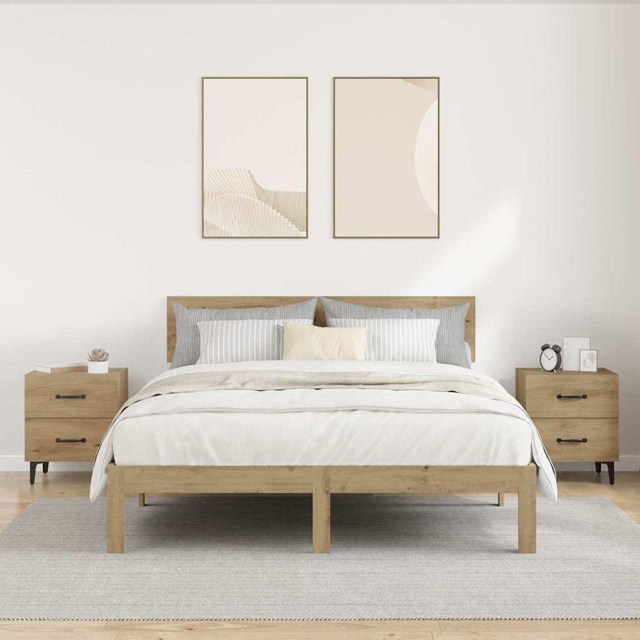 Bedkast 2 pcs artisanaal eikenkleurig 40 x 35 x 47,5 cm