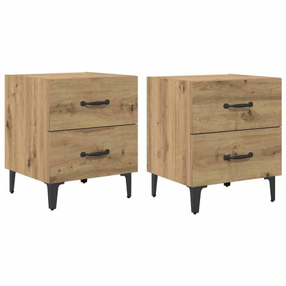 Bedkast 2 pcs artisanaal eikenkleurig 40 x 35 x 47,5 cm