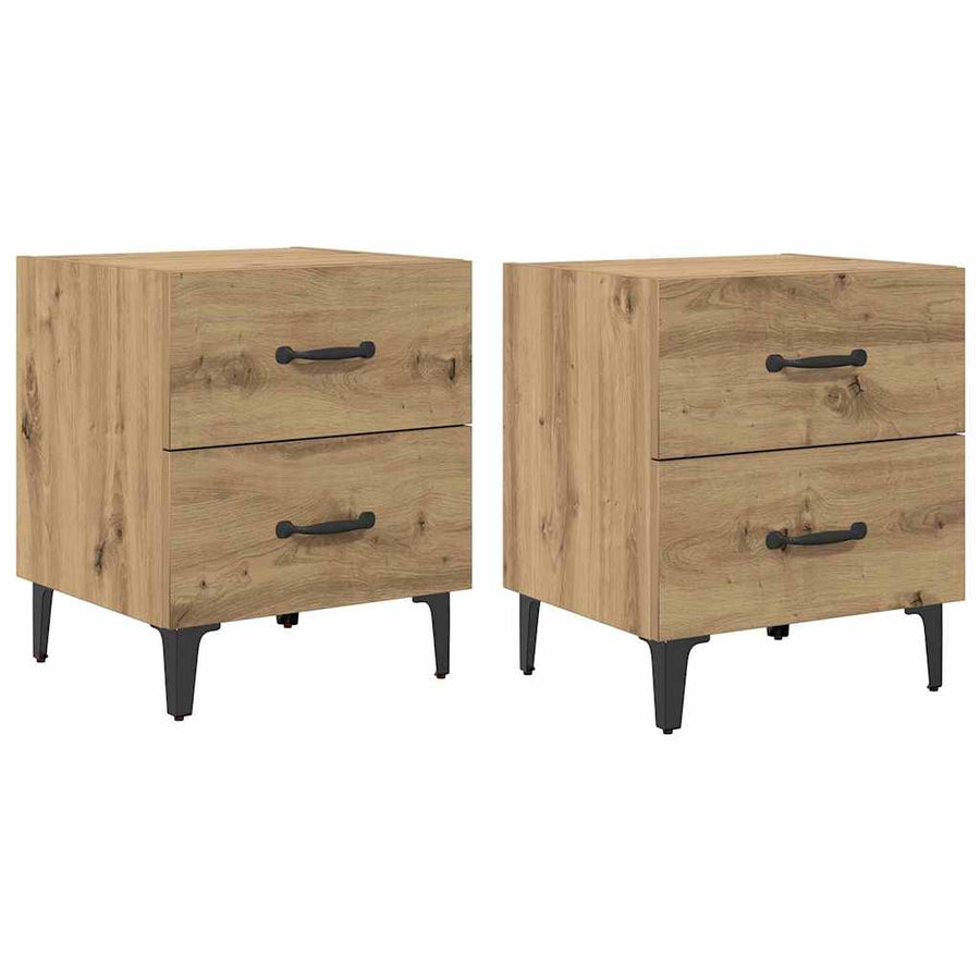 Bedkast 2 pcs artisanaal eikenkleurig 40 x 35 x 47,5 cm
