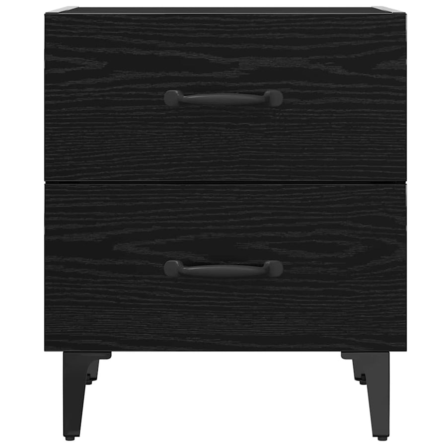 Bedkast met lade Zwart eiken 40 x 35 x 47,5 cm Bewerkt hout