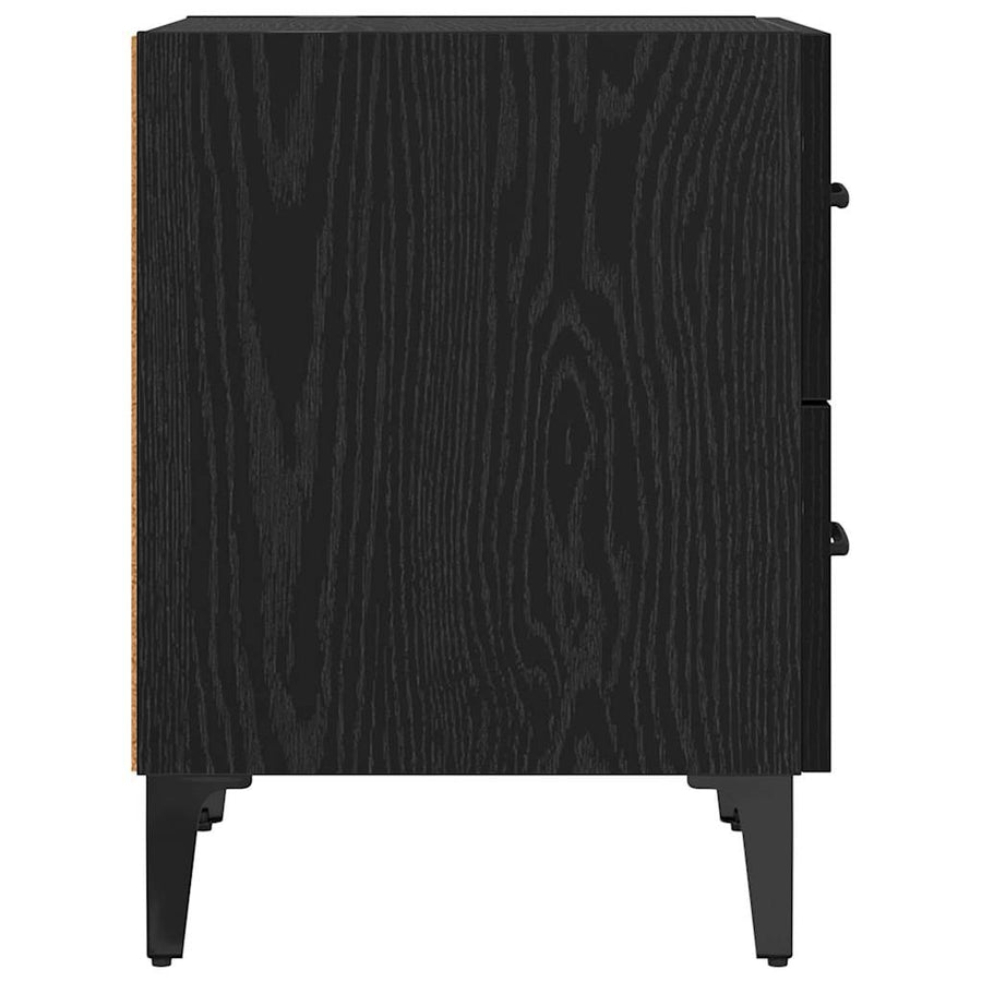 Bedkast met lade Zwart eiken 40 x 35 x 47,5 cm Bewerkt hout