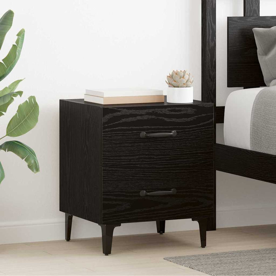 Bedkast 2 pcs Zwart eiken 40 x 35 x 47,5 cm Bewerkt hout