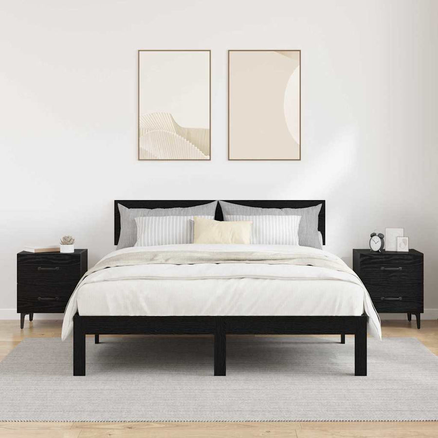 Bedkast 2 pcs Zwart eiken 40 x 35 x 47,5 cm Bewerkt hout