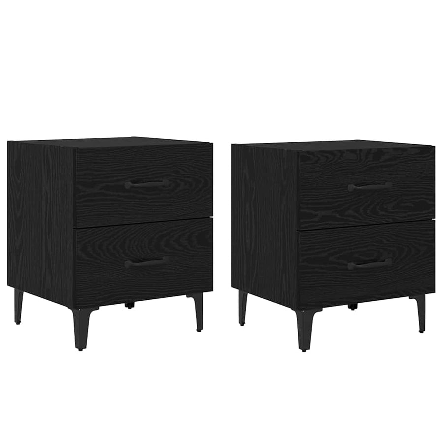 Bedkast 2 pcs Zwart eiken 40 x 35 x 47,5 cm Bewerkt hout