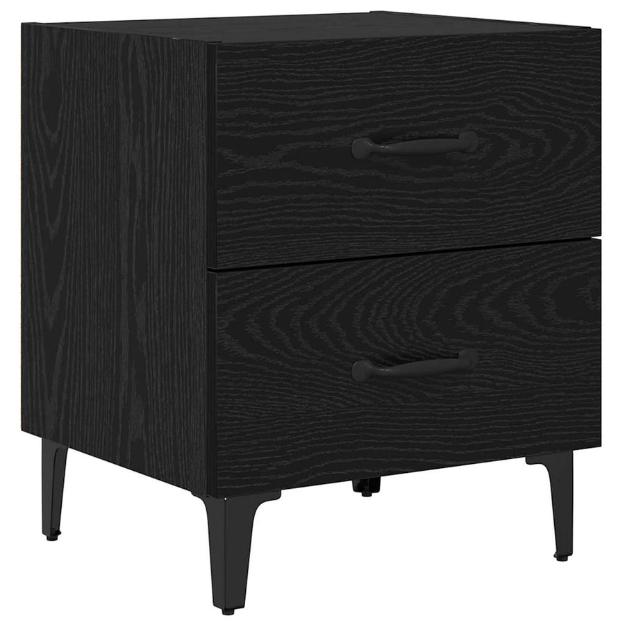 Bedkast 2 pcs Zwart eiken 40 x 35 x 47,5 cm Bewerkt hout