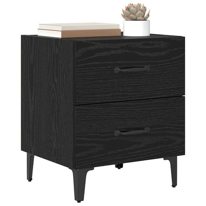 Bedkast 2 pcs Zwart eiken 40 x 35 x 47,5 cm Bewerkt hout
