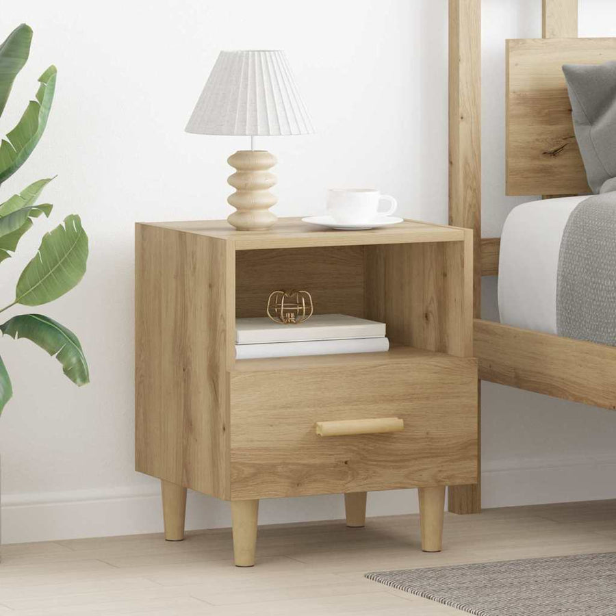Nachtkastje met lade Artisan Eiken 40 x 35 x 47 cm Bewerkt hout