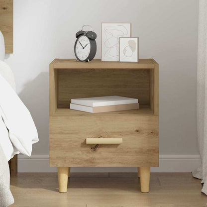 Nachtkastje met lade Artisan Eiken 40 x 35 x 47 cm Bewerkt hout