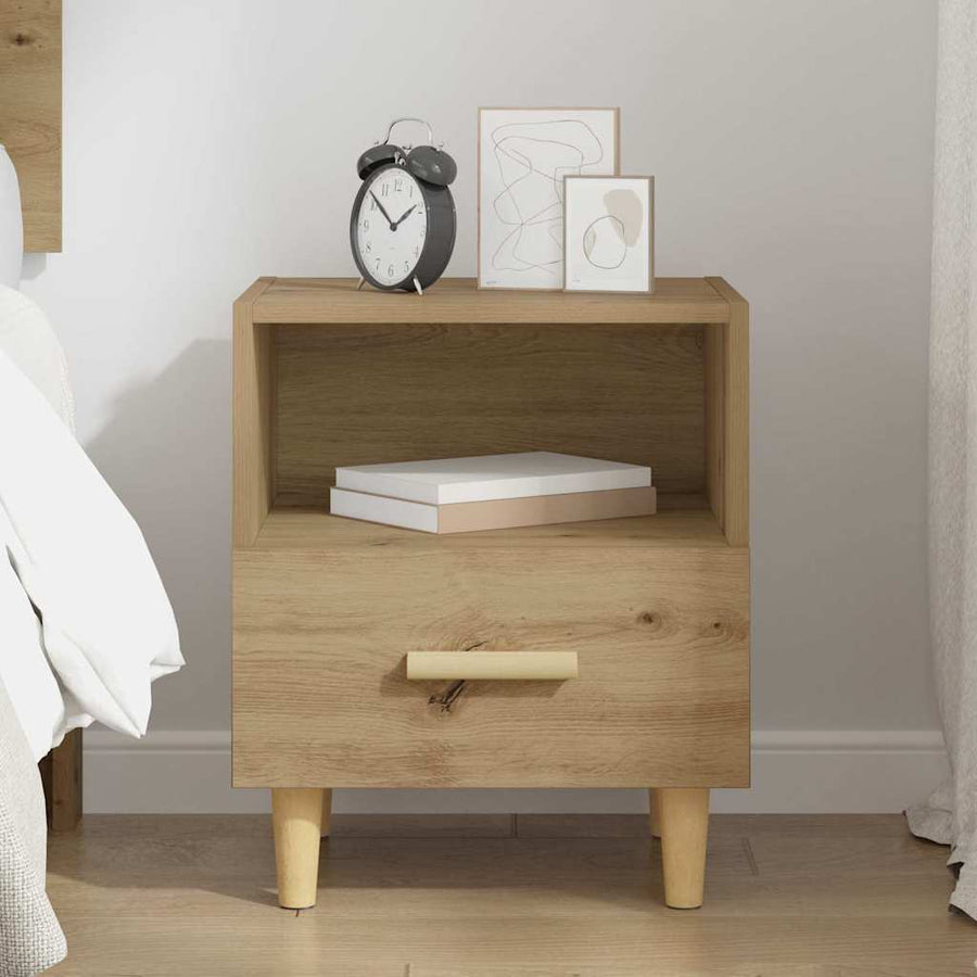 Nachtkastje met lade Artisan Eiken 40 x 35 x 47 cm Bewerkt hout