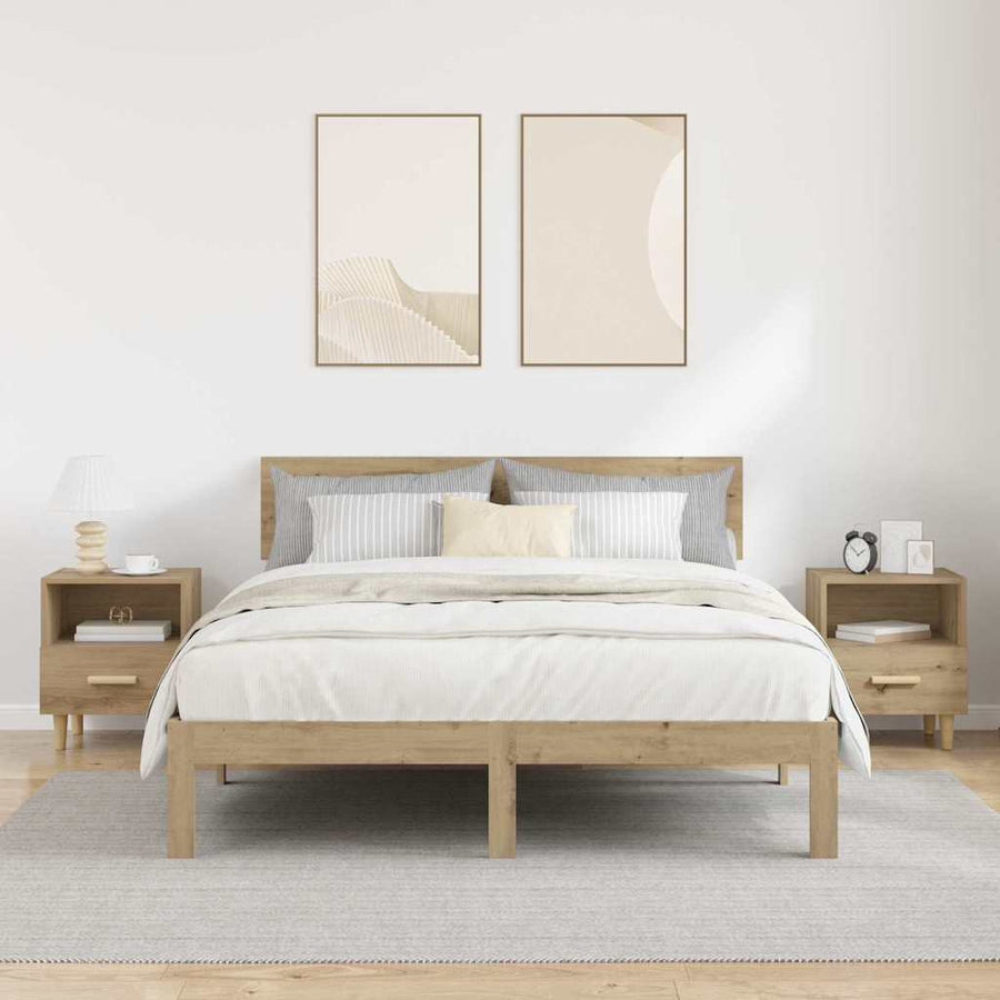 Nachtkastje 2 pcs Artisan Eiken 40 x 35 x 47 cm Bewerkt hout