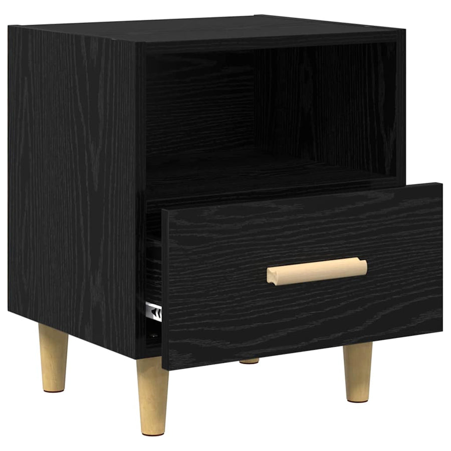 Nachtkastje 2 pcs Zwart Eiken 40 x 35 x 47 cm Bewerkt hout