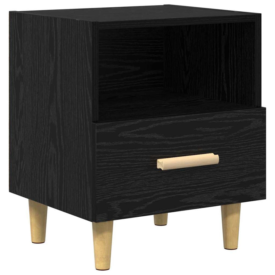 Nachtkastje 2 pcs Zwart Eiken 40 x 35 x 47 cm Bewerkt hout