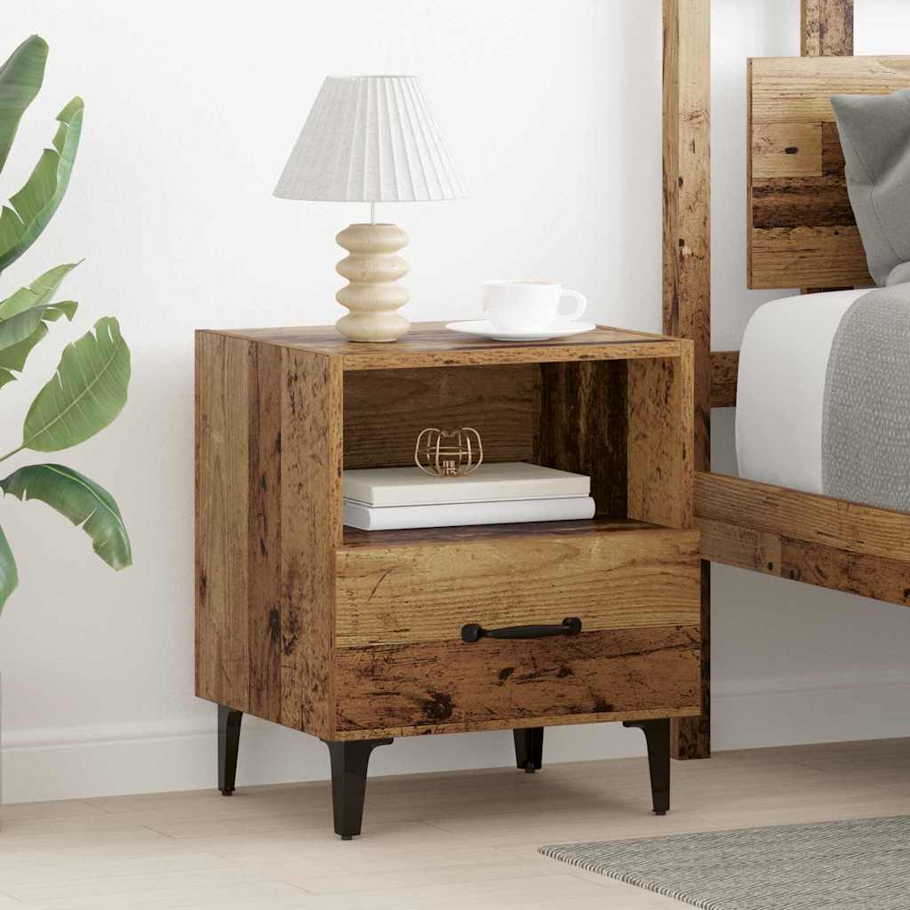 Nachtkastje met lade Oudhout 40 x 35 x 47,5 cm Bewerkt hout