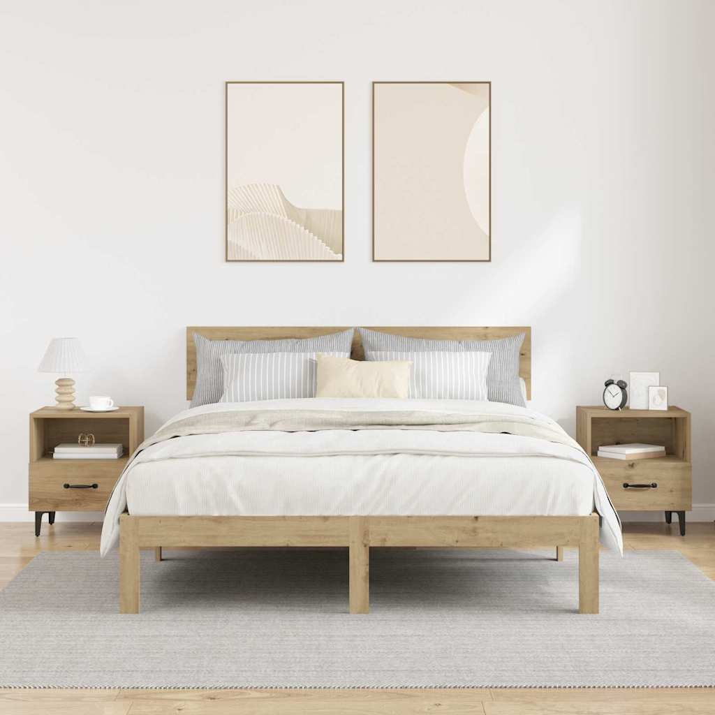 Nachtkastje 2 pcs Artisan Eiken 40 x 35 x 47,5 cm Bewerkt hout