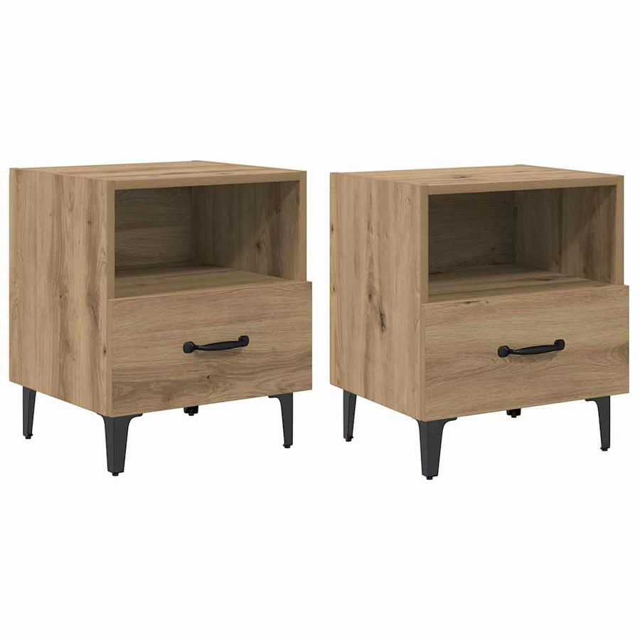 Nachtkastje 2 pcs Artisan Eiken 40 x 35 x 47,5 cm Bewerkt hout