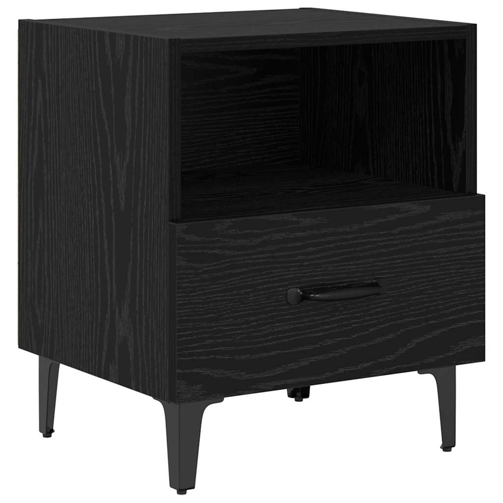 Nachtkastje met lade Zwart eiken 40 x 35 x 47,5 cm Bewerkt hout