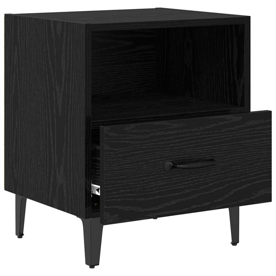 Nachtkastje met lade Zwart eiken 40 x 35 x 47,5 cm Bewerkt hout
