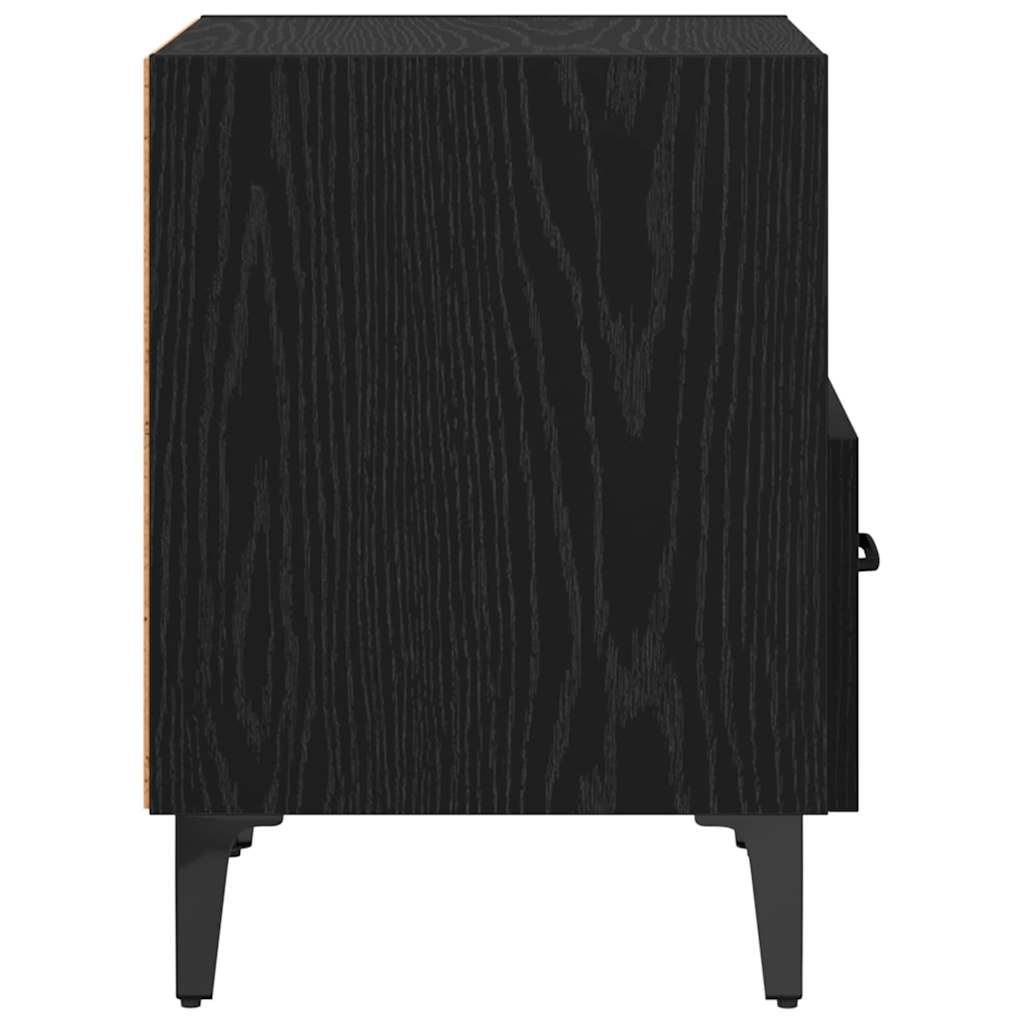 Nachtkastje met lade Zwart eiken 40 x 35 x 47,5 cm Bewerkt hout