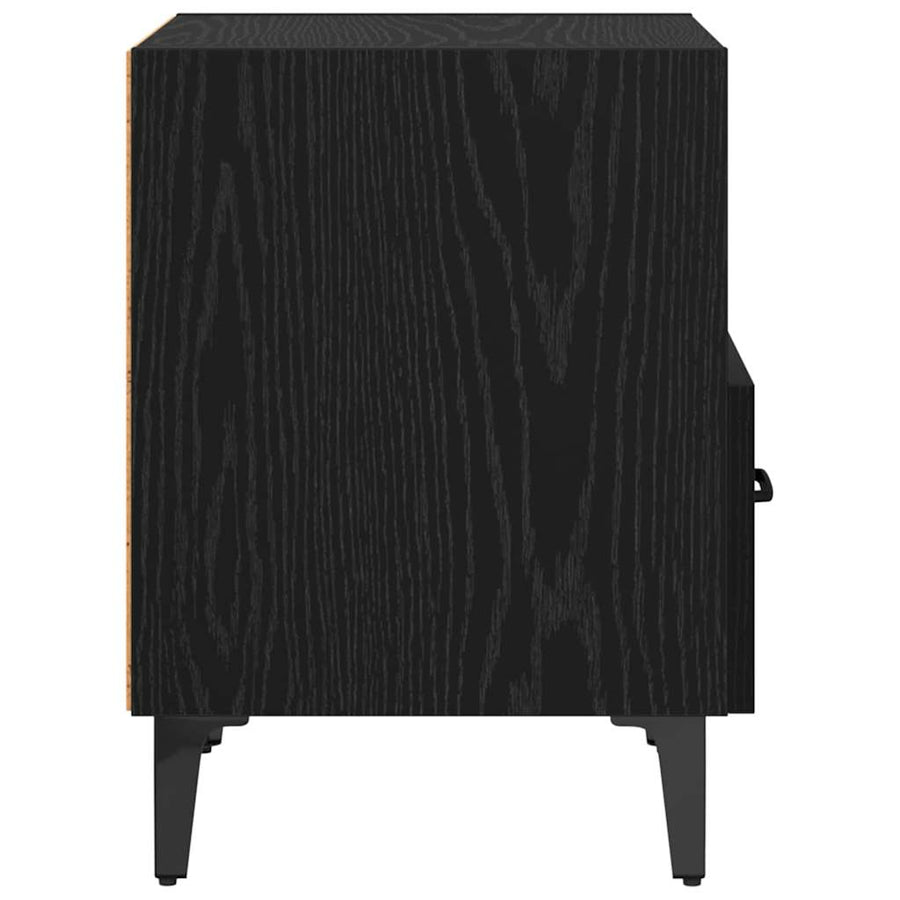 Nachtkastje met lade Zwart eiken 40 x 35 x 47,5 cm Bewerkt hout