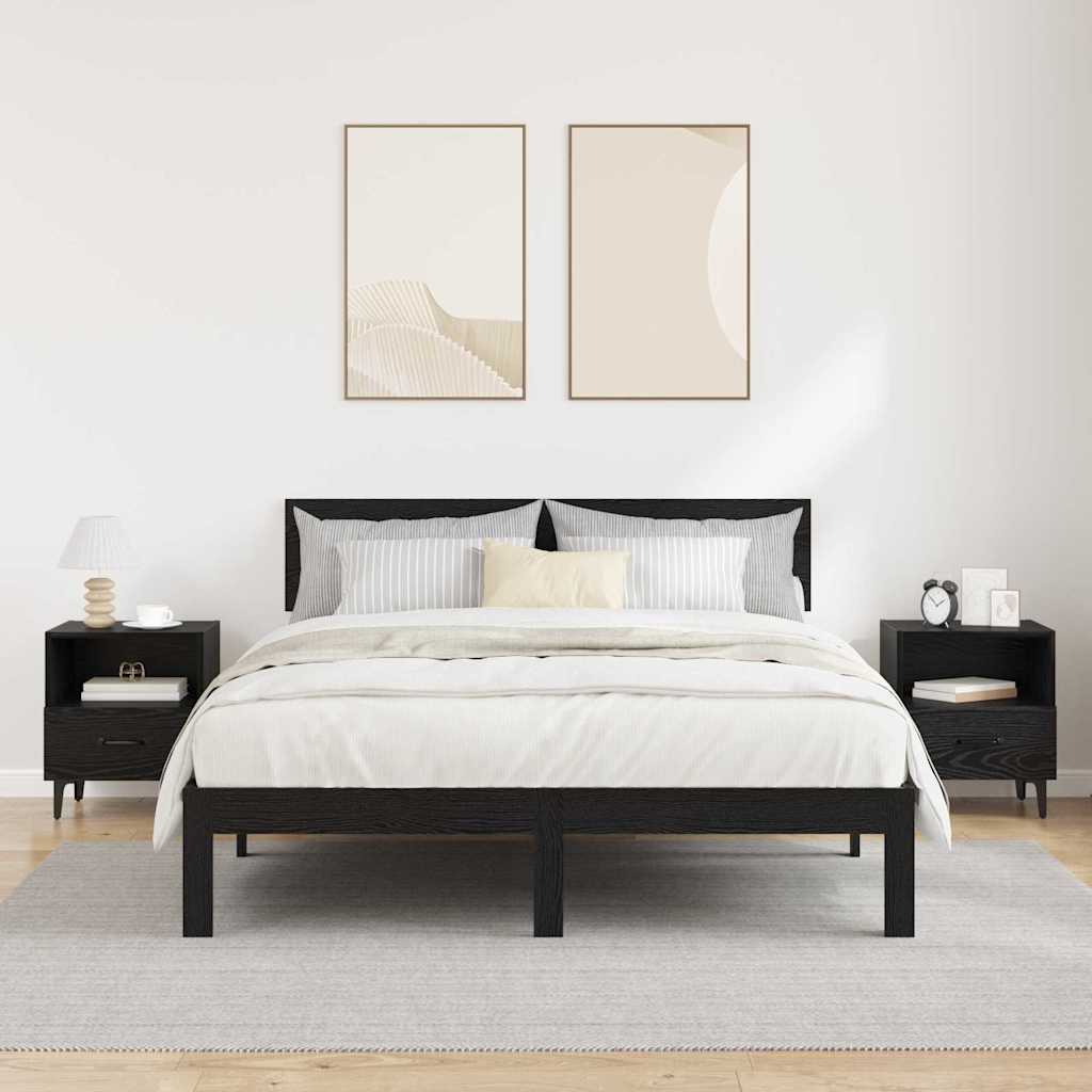 Nachtkastje 2 pcs Zwart eiken 40 x 35 x 47,5 cm Bewerkt hout