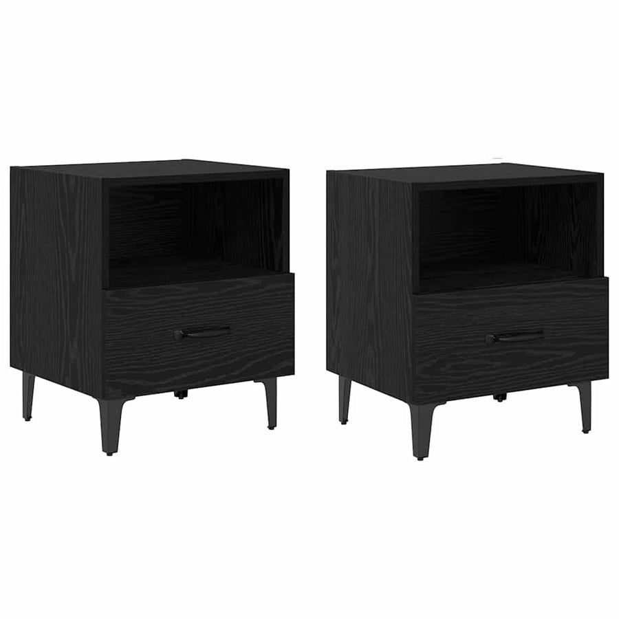 Nachtkastje 2 pcs Zwart eiken 40 x 35 x 47,5 cm Bewerkt hout