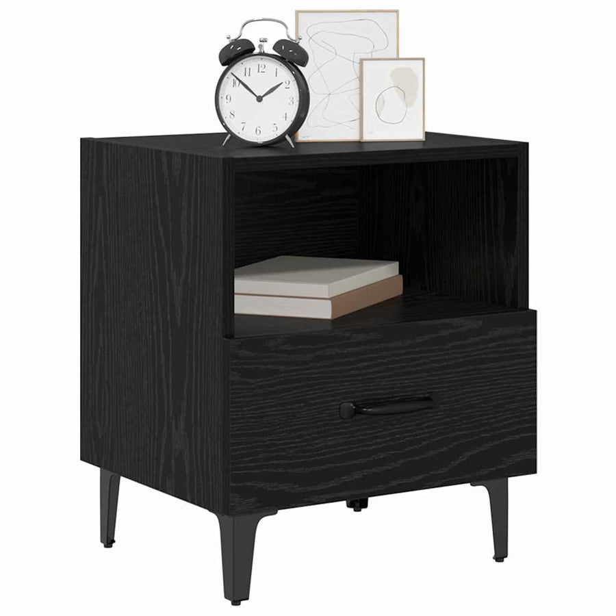 Nachtkastje 2 pcs Zwart eiken 40 x 35 x 47,5 cm Bewerkt hout