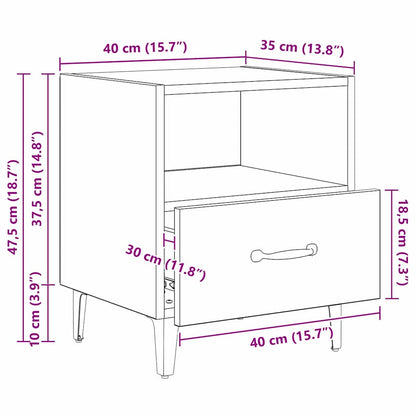 Nachtkastje 2 pcs Zwart eiken 40 x 35 x 47,5 cm Bewerkt hout