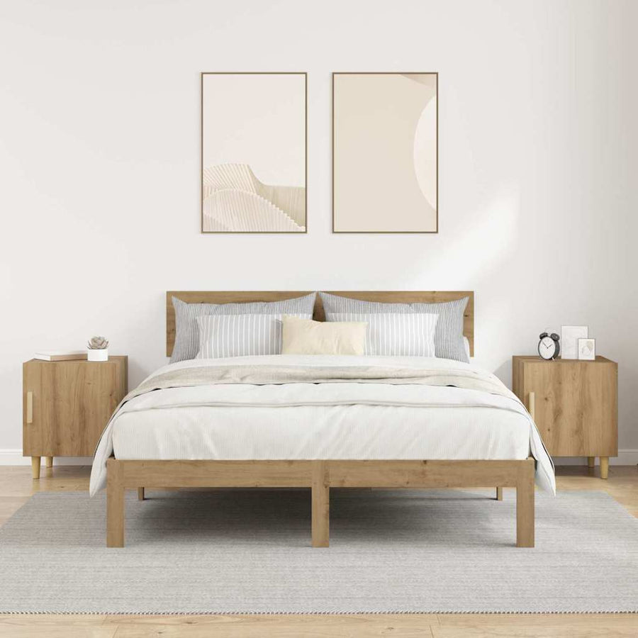 Nachtkastje 2 pcs Artisan Eiken 40 x 40 x 50 cm Bewerkt hout
